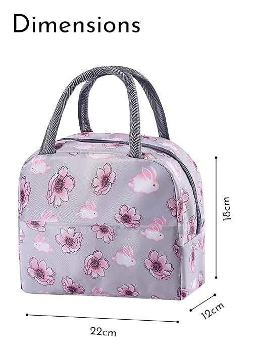 CABINCLUB CABINCLUB Insulated Waterproof Lunch Bag Women Girls Reusable Cute Tote Lunch Box for Adult Kids Leakproof Cooler Lunch Bags for Work Office Travel School Picnic Pink Flower  - Image 2