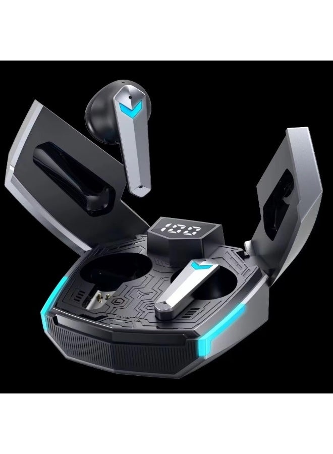 سماعات أذن لاسلكية للألعاب، سماعات ألعاب ذات زمن استجابة منخفض، سماعات بلوتوث V5.3 مع علبة شحن، إلغاء الضوضاء، ألعاب ستيريو لاسلكية حقيقية ووضع الموسيقى للمنزل في الهواء الطلق، رمادي - Image 4