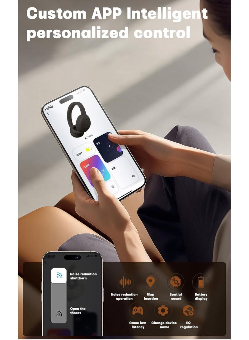 Picun Over Ear Headphones Upgraded Bluetooth V5.3 HiFi Stereo Enclosed Deep Bass No Delay Lightweight 40mm HD Driver Unit 46H Playback/Calling Noise-Canceling - Image 4