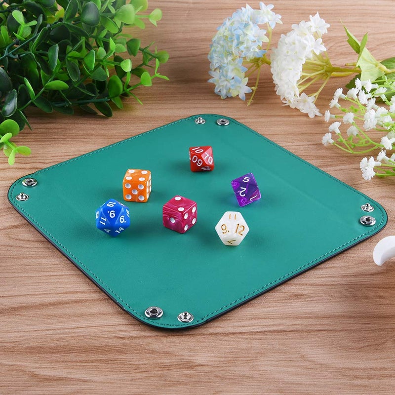 SIQUK 6 Pieces Dice Tray PU Leather Dice Rolling Tray Folding Square Holder for Dice Games, 6 Colors - Image 5