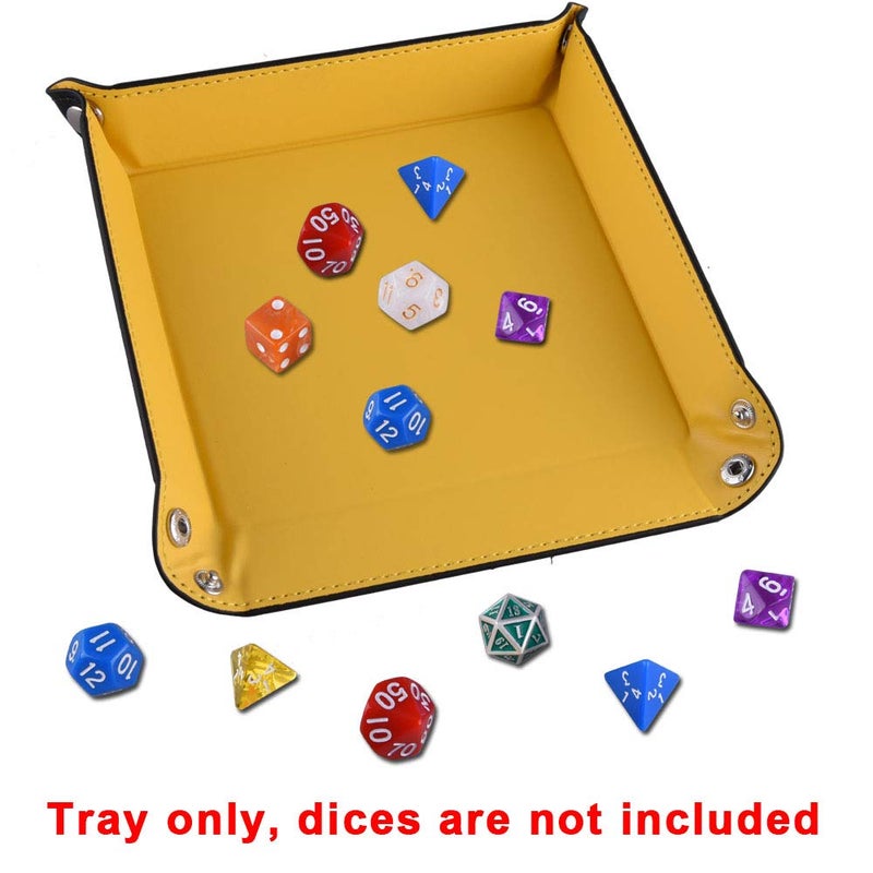 SIQUK 6 Pieces Dice Tray PU Leather Dice Rolling Tray Folding Square Holder for Dice Games, 6 Colors - Image 4
