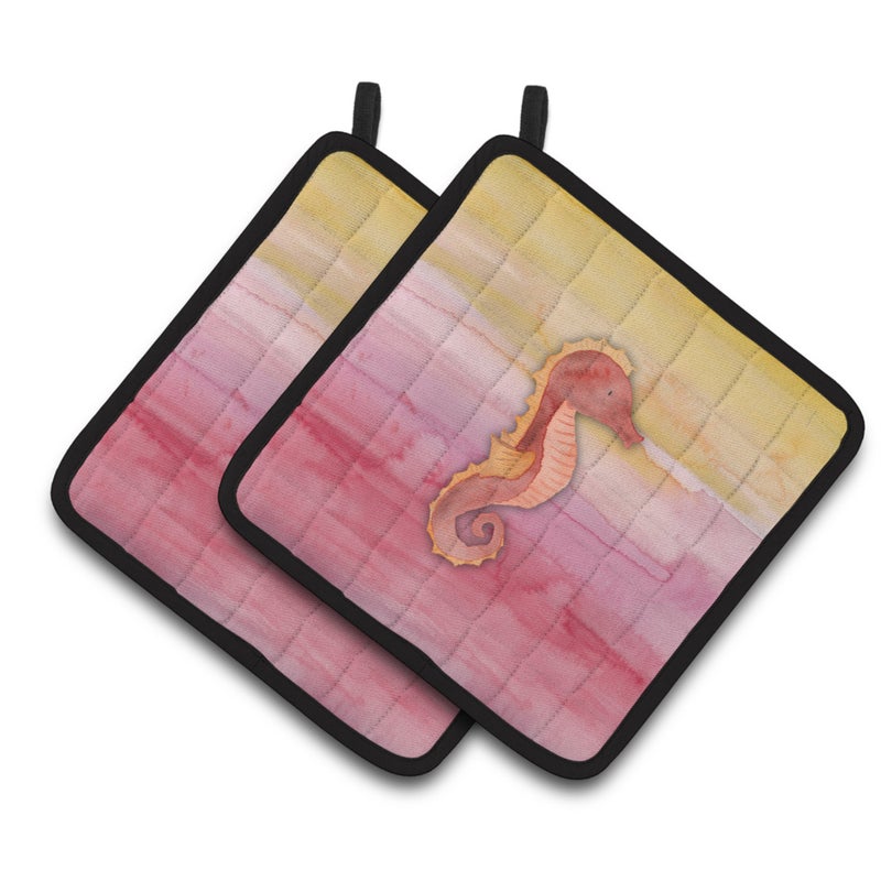 Caroline's Treasures ""Caroline's Treasures Seahorse Watercolor Decorated pot holder  7.5"""" x 7.5""""  Multicolor"" 