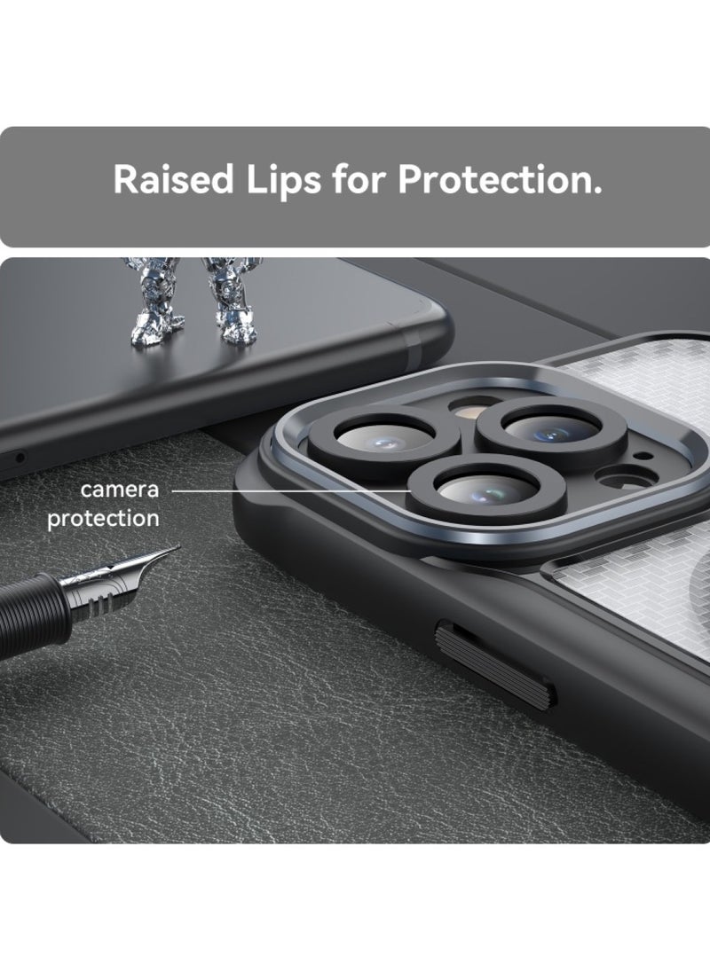 Generic - iPhone 13 Pro Max Carbon Fiber MagSafe Case – Black, translucent design with carbon fiber texture for stylish protection. - Image 1