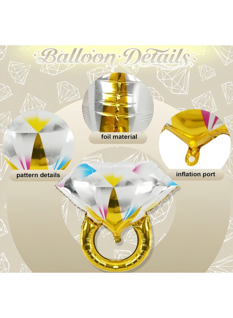 عالم البالونات مجموعة من 10 لافتات زينة لحفلات الزفاف، باللون البيج، لافتة بالونات حروف "حفلات الزفاف للعروس" مع خاتم ألماس، بالون من رقائق المايلر للخطوبة وحفلات الزفاف وكابينة الصور وغرفة الدجاجة وديكور الحفلات - Image 5
