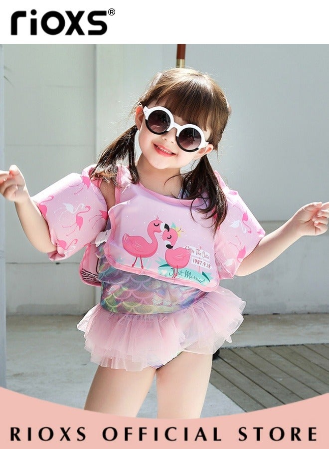 RIOXS Toddler Swim Vest, Kids Boys Girls Swim Jacket with Buckle, Inflatable Swimming Arm Bands, Swim Aid Jumper, Swim Floaties Pool Float for Kids, Arm Floaties Water Wing Arm Band, Puddle/ Sea/ Beach/ Boat Jumper For Boy Girl Baby 2-6 Yrs, Pink Flamingo Swim Vest  - Image 4