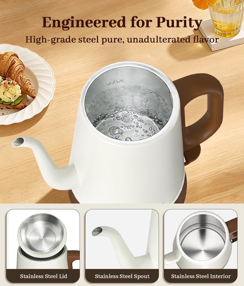 YTLAD Gooseneck Electric Kettle 1L - 1000W Fast Boiling for Pour-Over Coffee & Tea, Retro Style - Image 5