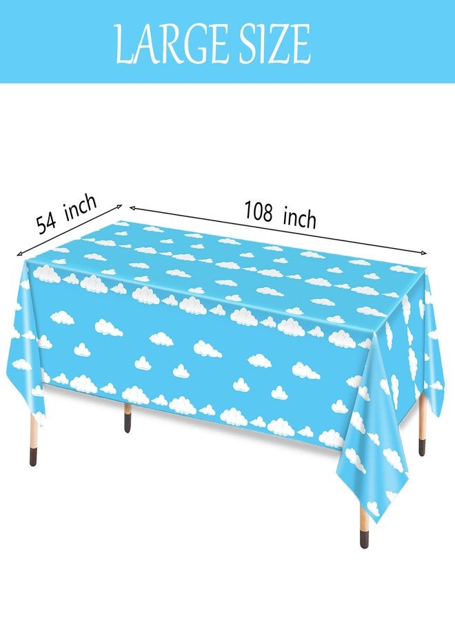 Oigco 3 Pack Blue Sky White Clouds Party Tablecloth Cartoon Story Birthday Party Supplies 54 x 108 Inch for Boy Girl Kids Baby Shower Birthday Party Supplies - Image 3