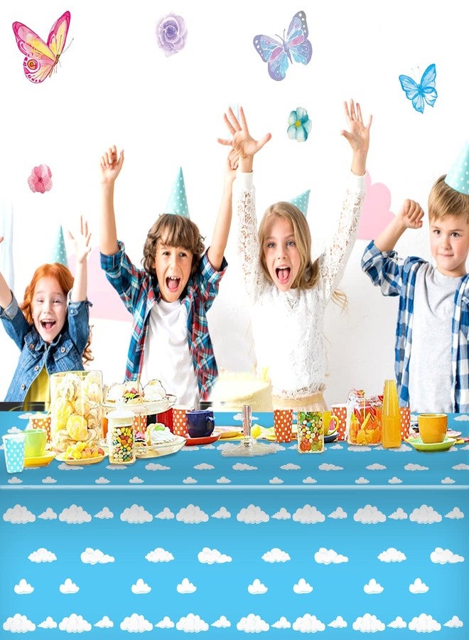 Oigco 3 Pack Blue Sky White Clouds Party Tablecloth Cartoon Story Birthday Party Supplies 54 x 108 Inch for Boy Girl Kids Baby Shower Birthday Party Supplies - Image 2
