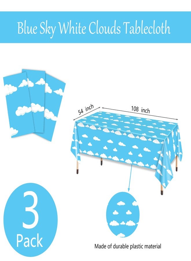 Oigco 3 Pack Blue Sky White Clouds Party Tablecloth Cartoon Story Birthday Party Supplies 54 x 108 Inch for Boy Girl Kids Baby Shower Birthday Party Supplies - Image 5