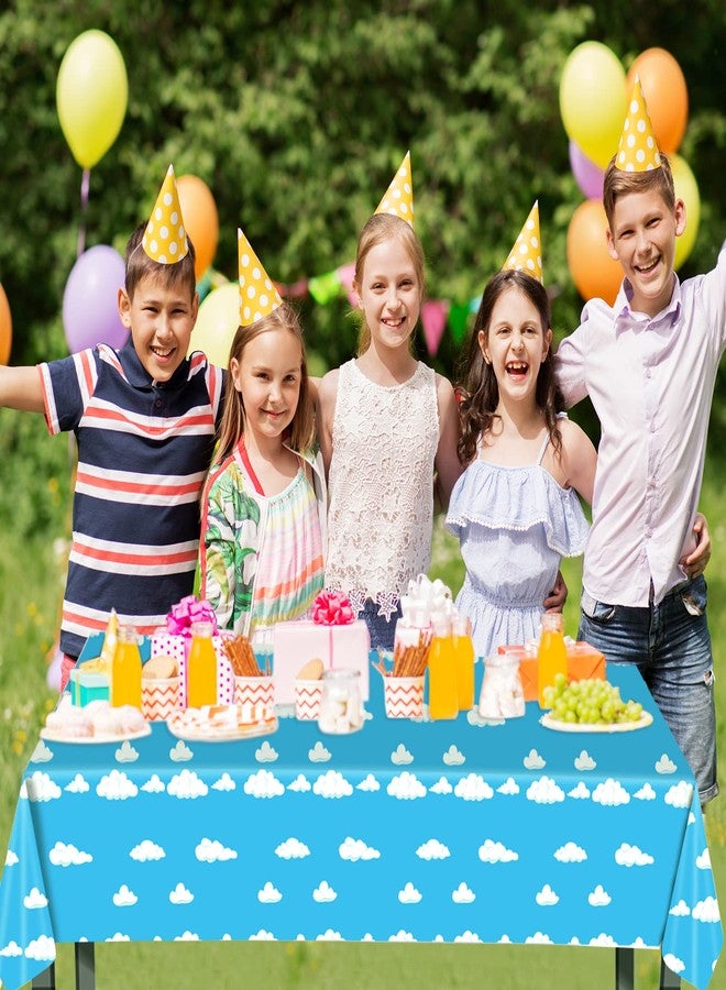 Oigco 3 Pack Blue Sky White Clouds Party Tablecloth Cartoon Story Birthday Party Supplies 54 x 108 Inch for Boy Girl Kids Baby Shower Birthday Party Supplies - Image 4