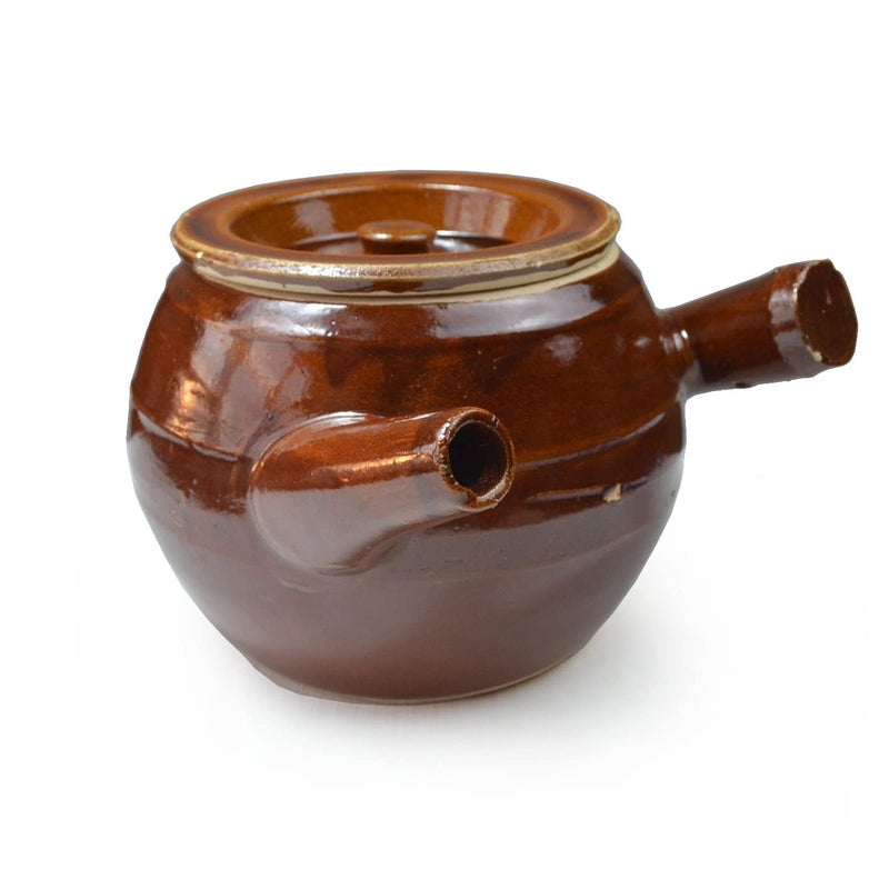 Casserole Clay Pot 60oz Heatresistant Handmade Earthen Cooking Serving with Lid Soup Spout Cream brown