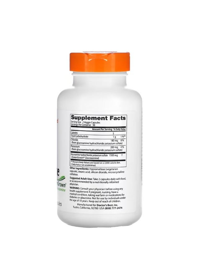 دكتورز بست Vegan Glucosamine with GreenGrown Glucosamine 750 mg 180 Veggie Capsules - Image 2