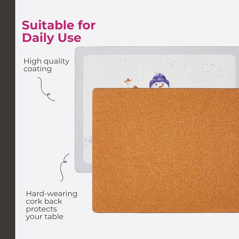 Wrendale Designs Pimpernel Wrendale Designs Christmas Placemats  Set of 6  Heat Resistant Mats  CorkBacked Board  Hard Placemat  Measures 12 x 9 inch - Image 4