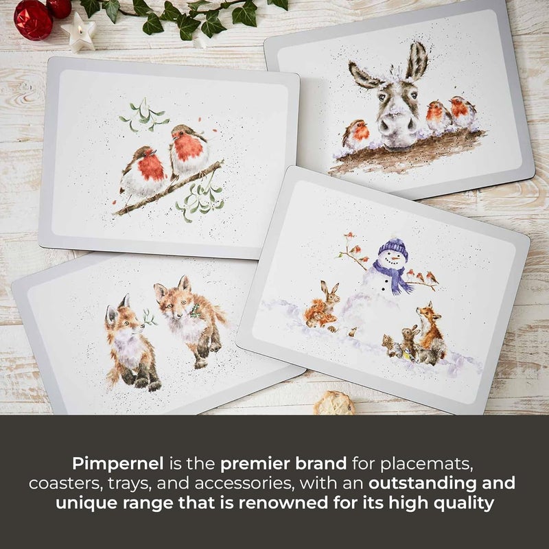 Wrendale Designs Pimpernel Wrendale Designs Christmas Placemats  Set of 6  Heat Resistant Mats  CorkBacked Board  Hard Placemat  Measures 12 x 9 inch - Image 5