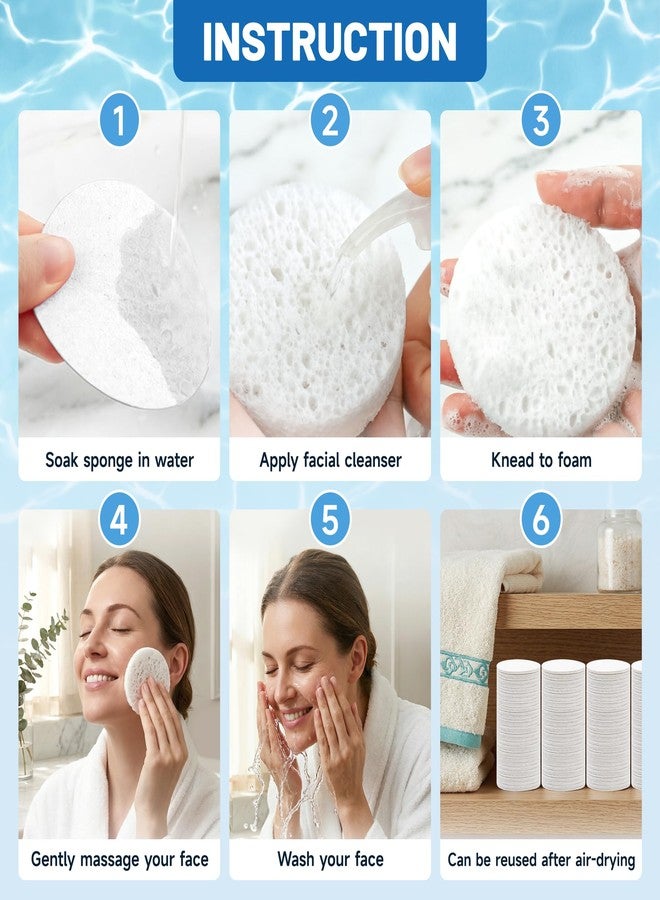 kickleen 320-Count Compressed Facial Sponges|Kickleen 100% Natural Cellulose Cosmetic Spa Sponges for Daily Facial Cleansing|Makeup And Mask Removal|Exfoliating|Skin Massage|Pore Exfoliation (White) - Image 4