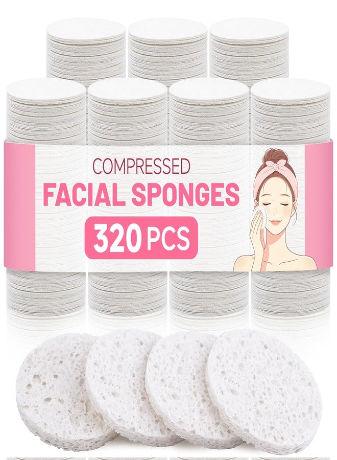 kickleen 320-Count Compressed Facial Sponges|Kickleen 100% Natural Cellulose Cosmetic Spa Sponges for Daily Facial Cleansing|Makeup And Mask Removal|Exfoliating|Skin Massage|Pore Exfoliation (White) - Image 1