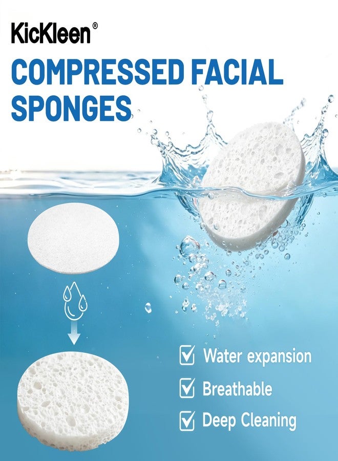 kickleen 320-Count Compressed Facial Sponges|Kickleen 100% Natural Cellulose Cosmetic Spa Sponges for Daily Facial Cleansing|Makeup And Mask Removal|Exfoliating|Skin Massage|Pore Exfoliation (White) - Image 2