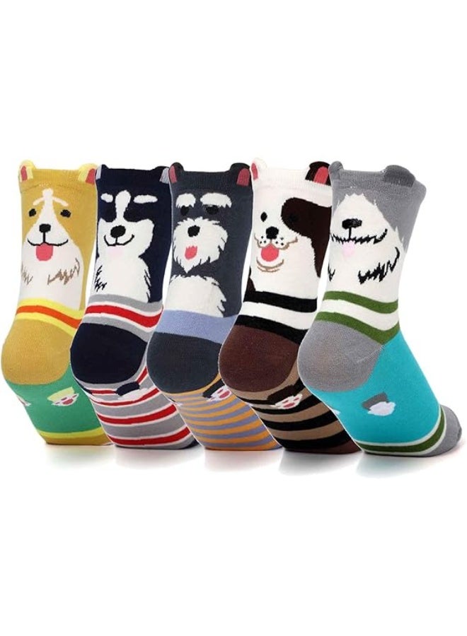 Womens Grils Cute Animal Socks, Dog Cat Socks, Novelty Funny Crew Sock, Animal Gifts for Women Dog and Cat Lovers - Image 1