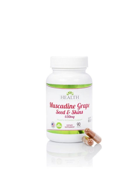Health As It Ought To Be Muscadine Grape Seed & Skins 650 mg Supplement | Physician Formulated Powerful Antioxidant Support Beyond The Average Grape | 90 Capsules