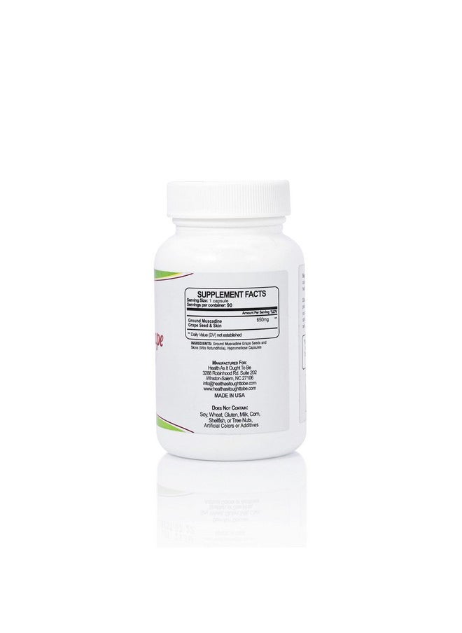 Health As It Ought To Be Muscadine Grape Seed & Skins 650 mg Supplement | Physician Formulated Powerful Antioxidant Support Beyond The Average Grape | 90 Capsules