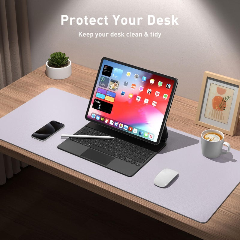 Aothia Large PU Leather Desk Pad Protector â€“ Non-Slip Mouse Pad & Writing Mat for Office/Home, Waterproof, Easy to Clean (Soft Lavender, 23.6" x 13.7") - Image 4