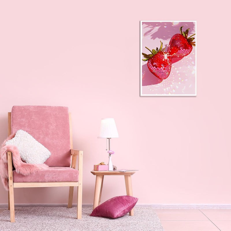 AIBOERL Strawberry Diamond Art Kits for Adults,Strawberry 5D Diamond Painting Kits for Adults Beginners,DIY Full Round Drill Diamond Dot Painting Gem Art Kits for Adult, Home Wall Decor 12x16Inch - Image 4