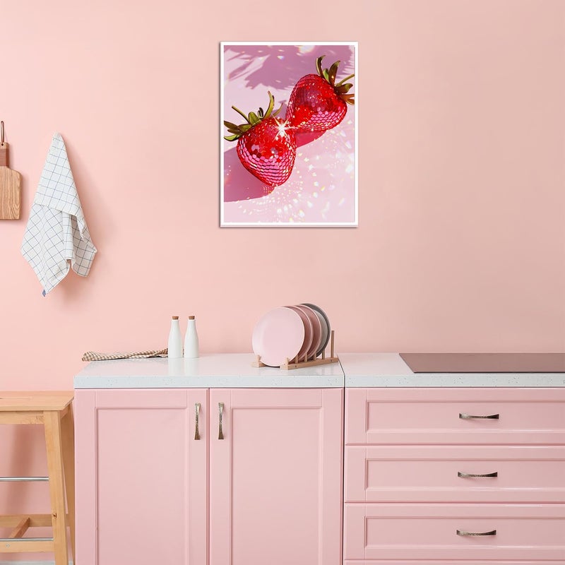 AIBOERL Strawberry Diamond Art Kits for Adults,Strawberry 5D Diamond Painting Kits for Adults Beginners,DIY Full Round Drill Diamond Dot Painting Gem Art Kits for Adult, Home Wall Decor 12x16Inch - Image 2