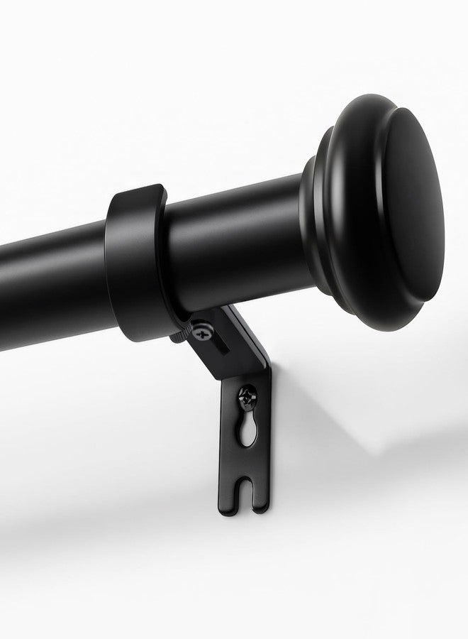 Joydeco Black Curtain Rod 32-88 inch Adjustable, 1" Diameter Heavy Duty Curtain Rods for Windows, Decorative Splicing Window Rods with Resin Finials for Living Room Bedroom Kitchen - Image 1