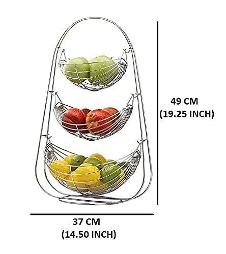 VISHVA 3 Layer Steel Julla High Grade Stainless Steel Three Step Swing Fruit & Vegetable Basket Multipurpose Stand Dinning Table Basket Kitchen Accessories (3 Layer, Silver) - Image 4