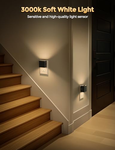 DORESshop LED Night Lights Plug into Wall [2 Pack], Plug in Night Light, 3 Level Brightness Adjustable Night Light, Dusk to Dawn Sensor, Nightlights for Adults, Bedroom, Bathroom, Hallway, 3000K - Image 4