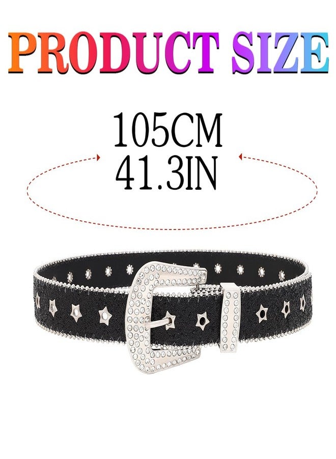 Urieo Black Rhinestone Belt Star Bling Y2K Belts for Women - Image 3