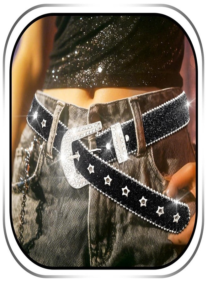 Urieo Black Rhinestone Belt Star Bling Y2K Belts for Women - Image 1