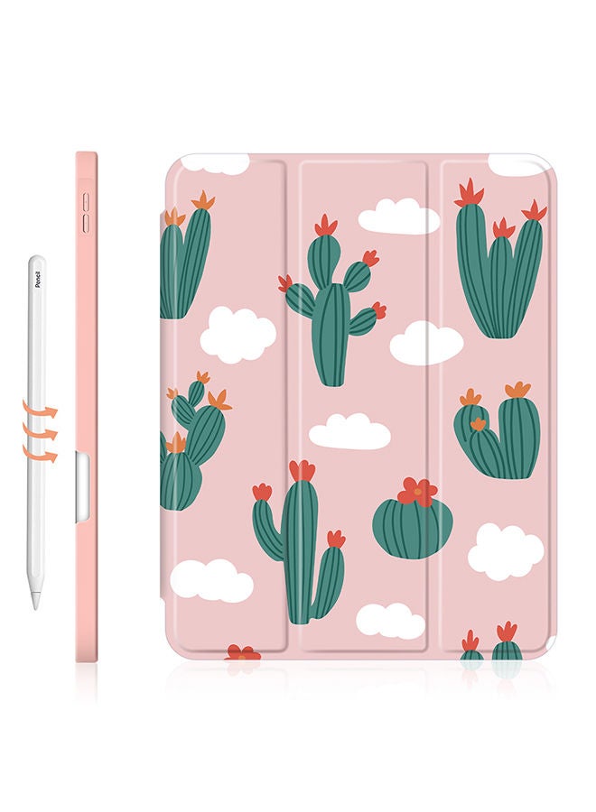 O Ozone Case for iPad 10.2 or Air 3 10.5 2019 Auto Sleep/Wake with Pencil Holder Anti Scratch Soft TPU Floral Protective Shockproof Tablet Case - Pink  - Image 2