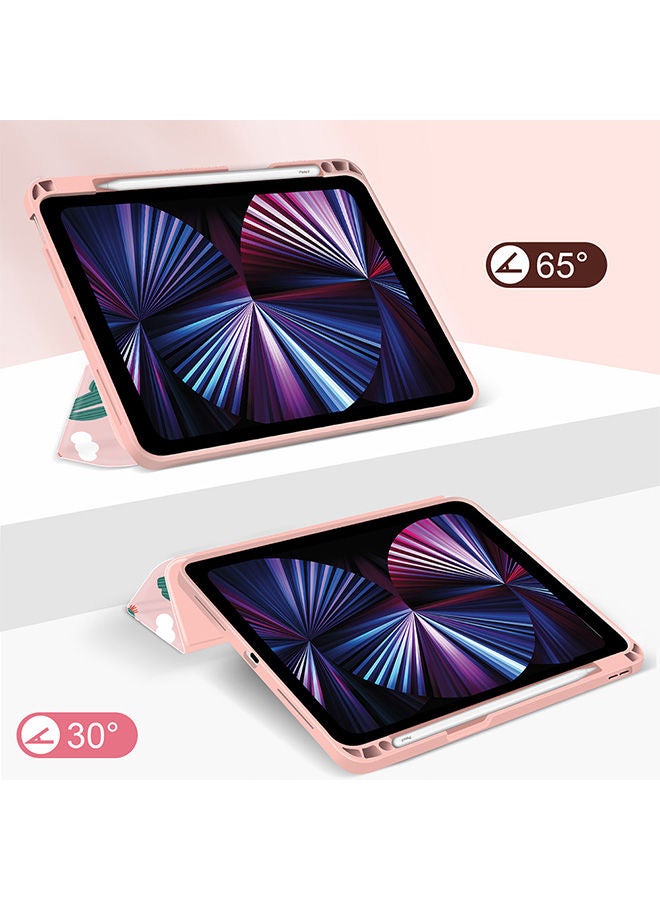O Ozone Case for iPad 10.2 or Air 3 10.5 2019 Auto Sleep/Wake with Pencil Holder Anti Scratch Soft TPU Floral Protective Shockproof Tablet Case - Pink  - Image 3