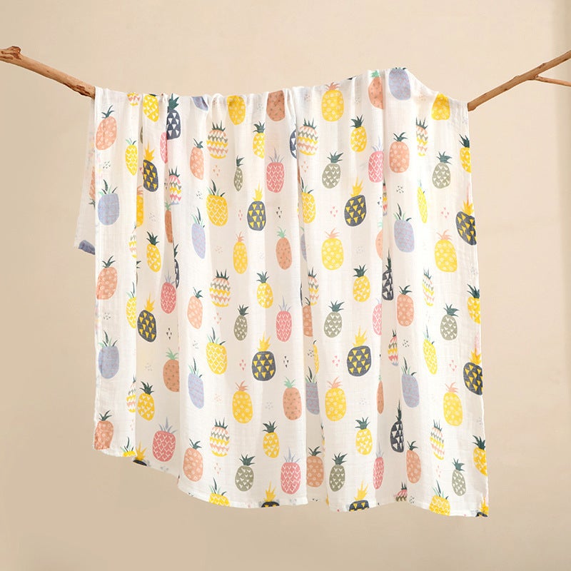 منشفة قطنية مزدوجة الطبقات ناعمة وقابلة للتنفس لحديثي الولادة غطاء منشفة استحمام بطانية لف بطانية منتجات الأطفال منشفة لف - Image 1