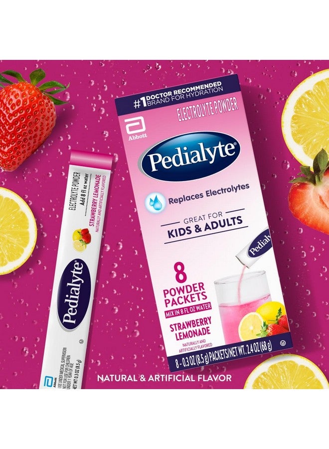 Pedialyte Electrolyte Powder, Hydration Drink for Kids & Adults, Strawberry Lemonade, 8 Powder Packets - Image 2