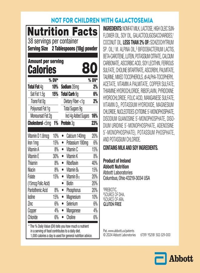 Similac بليز نقي من سيميلك فارم الإيرلندي مشروب للأطفال، سهل الهضم، غير معدل وراثيًا، مسحوق، علبة 24.7 أونصة - Image 2