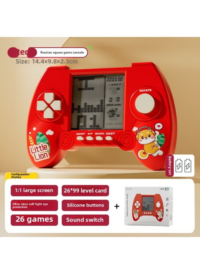 Tetris Travel Machine Handset Children's Educational Nostalgic Toy Electronic Game Machine Gift For Boys And Girls-Color:Upgraded Model-red [hd Large Screen Eye Protection] Battery Set  - Image 1