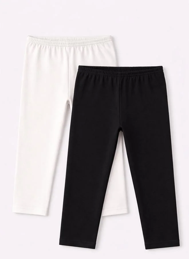 victor and jane Pack of 2 - Girls Basic Stretch Capri Leggings