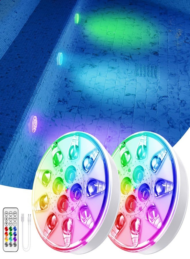 VICHTOP Rechargeable Pool Lights, IP68 Waterproof Submersible LED Pool Lights with Remote, Pool Decor Accessories for Inground Pools, Above Ground Pools, Outdoor Pool, Party Decoration - Image 1