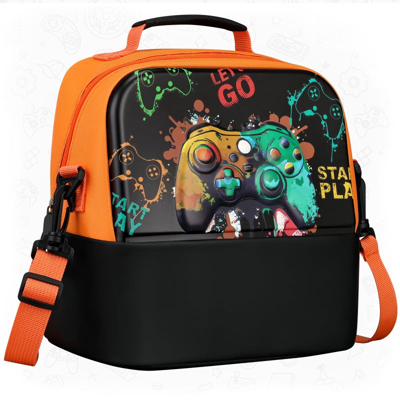 Itslife Kids Lunch Bag, Insulated Lunch Bag for Boys, Reusable, Lightweight & Durable Lunch Box with Inside Name Card Slot for School, Travel, Picnic (GamePad) - Image 1