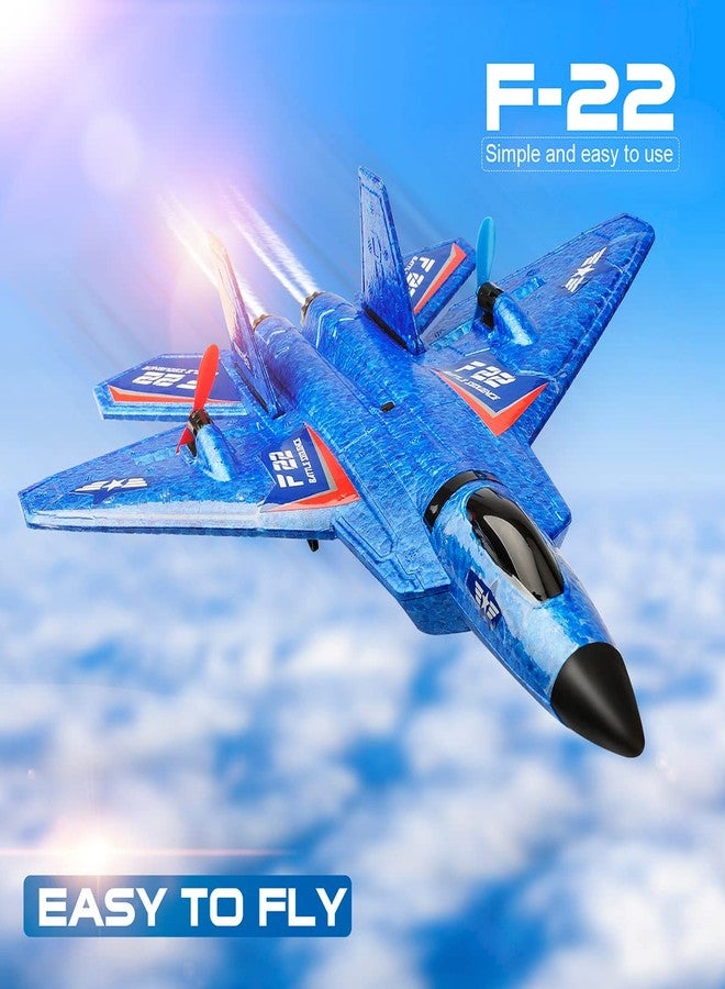 RoofWorld RC Plane, F22 Airplane Fighter Ready to Fly, 2.4Ghz 2 Channel Remote Control Airplanes Toy for Boys Girls Kids Beginners Blue02 - Image 3