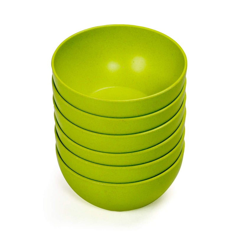 Decor EcoLite Bamboo EcoFriendly Non Toxic Reusable Dishwasher Safe Solid Bowl Set Lime Citrus 6 Pieces - Image 1