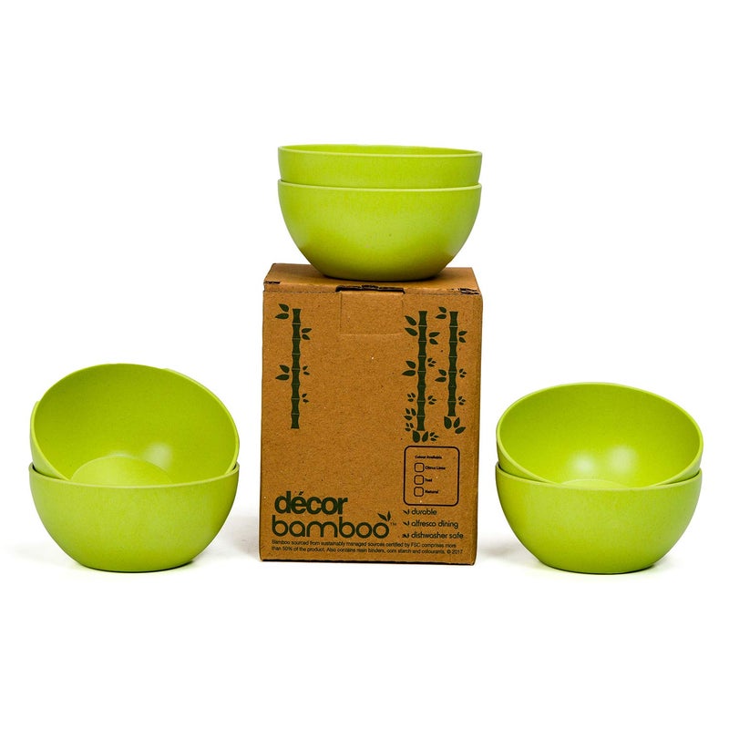 Decor EcoLite Bamboo EcoFriendly Non Toxic Reusable Dishwasher Safe Solid Bowl Set Lime Citrus 6 Pieces - Image 2