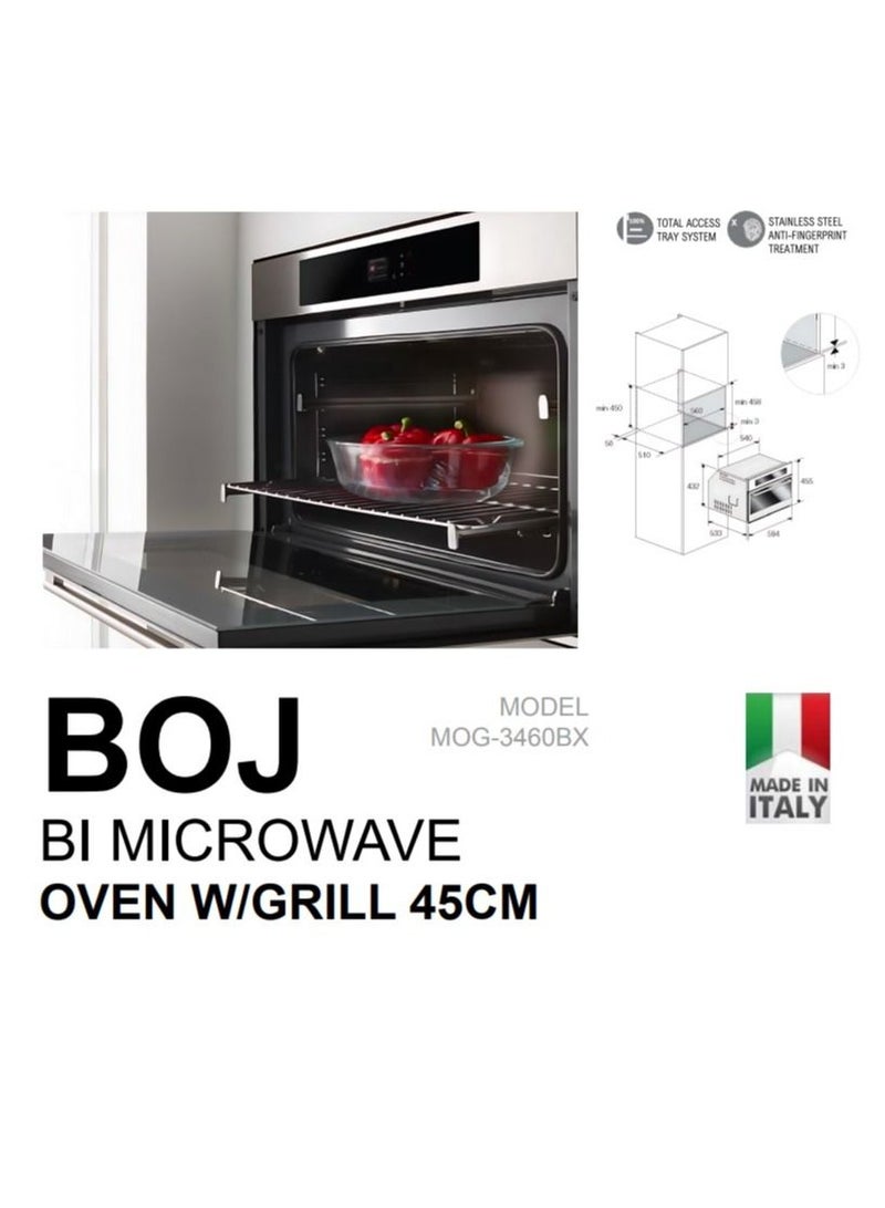 BOJ 45cm Built In Microwave Oven MOG 3460BX With Grill Digital Control And Knobs Door With Safety And Contact Switch 34 L Inner Capacity 3 Cooking Programs Made In Italy - Image 5