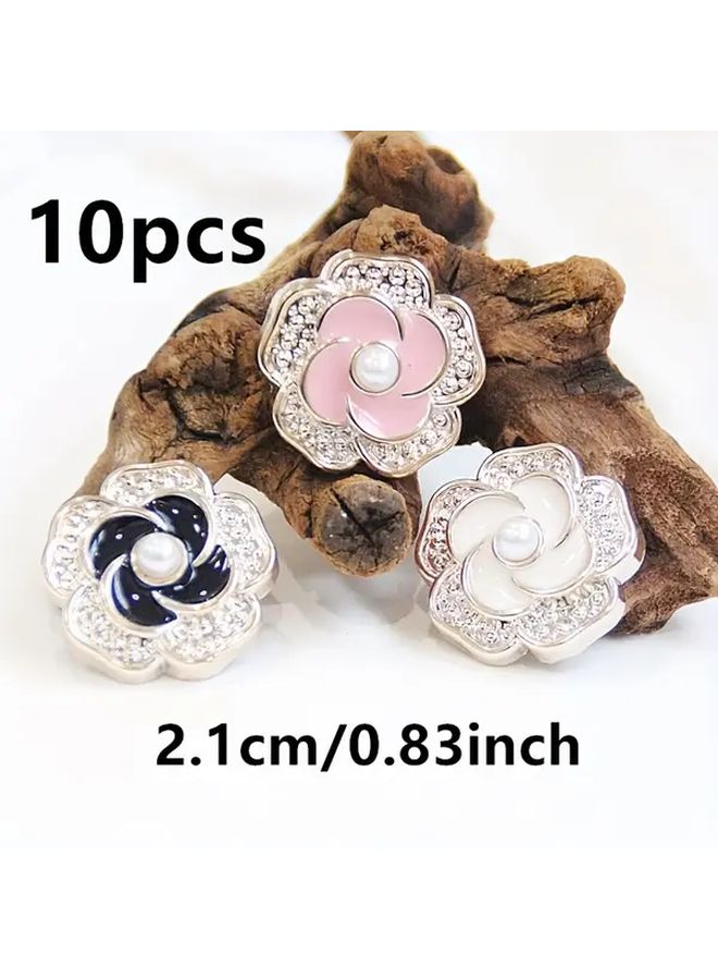 10 Pack White Pearl Flower Buttons For Cardigans Sweaters Jackets Bags Hand Sewn Decorative - Image 3