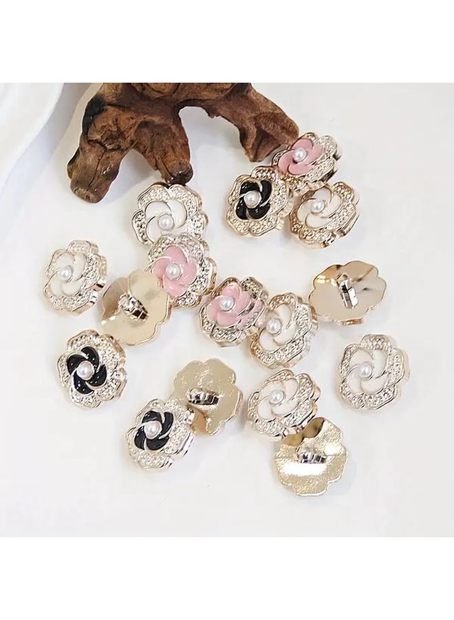 10 Pack White Pearl Flower Buttons For Cardigans Sweaters Jackets Bags Hand Sewn Decorative - Image 2