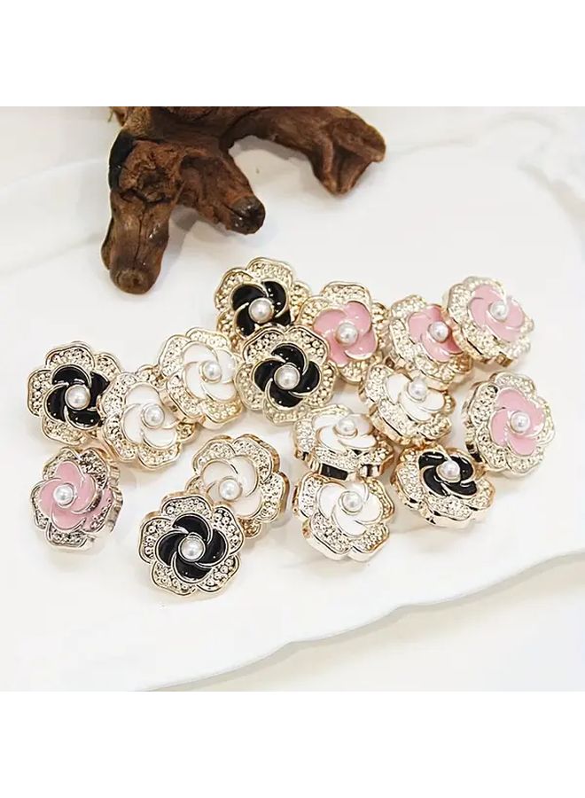 10 Pack White Pearl Flower Buttons For Cardigans Sweaters Jackets Bags Hand Sewn Decorative - Image 1