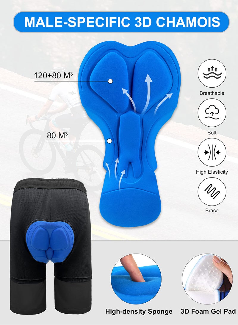 Bikewa شورتات دراجات الجبال للرجال مع وسادة 3D خفيفة الوزن لركوب الدراجات فضفاضة مع جيوب بسحاب باللون الأسود XX-Large - Image 4