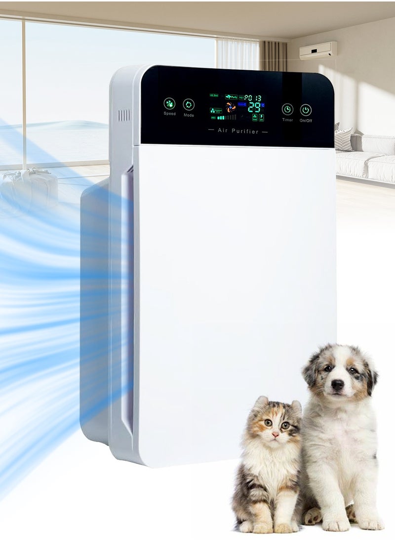 AiQi - Air Purifier for Home, Office & Large Spaces, Smart PM2.5 Detection, Displays Air Quality, Whisper quiet Sleep Mode (20dB), Timer Function. 2X Purification, 360° Air Outflow. Eliminates Dust, Allergens, Odors, Pollen, Pet Fur, Filters Formaldehyde and Microorganisms. Safe for Pets and Babies - Image 1